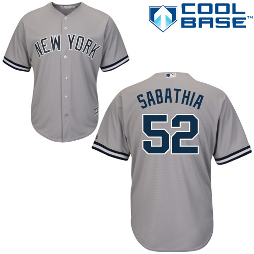 Yankees #52 C.C. Sabathia Stitched Grey Youth MLB Jersey